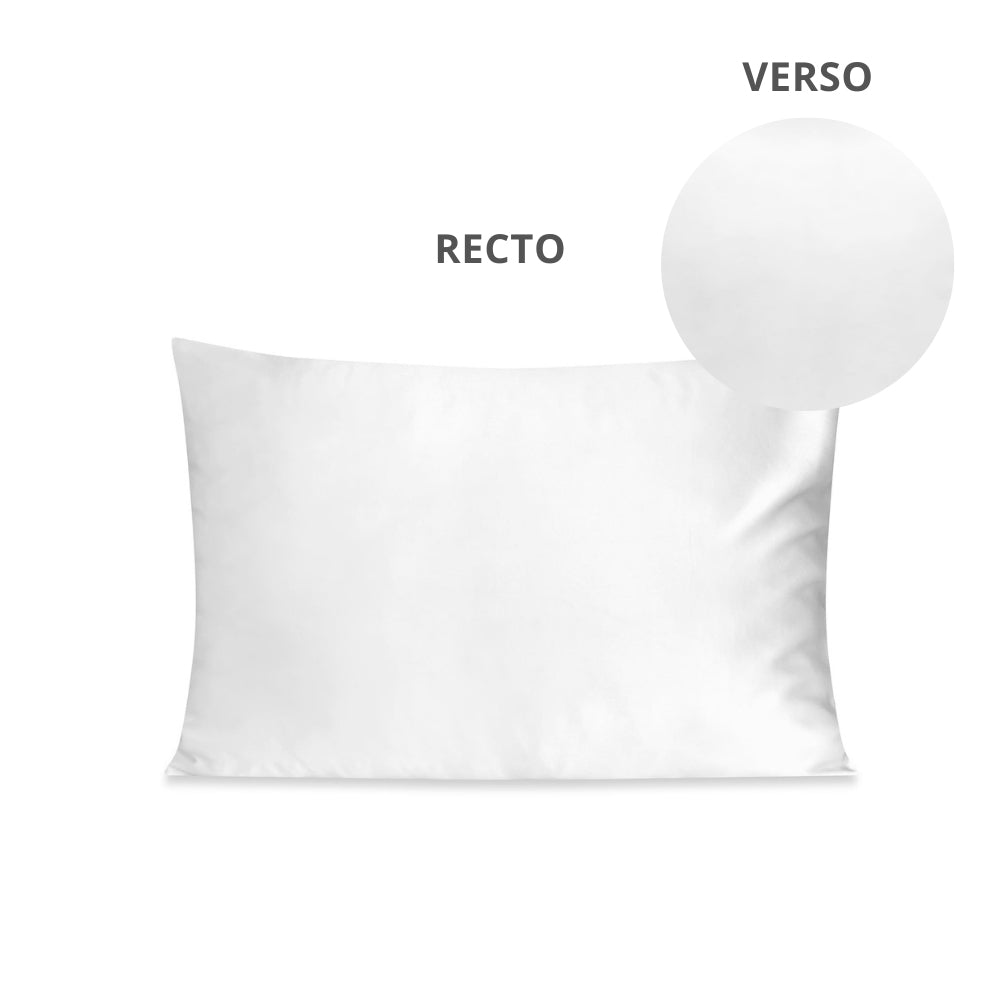 SILKBIOTIC Taie d'oreiller en soie rectangulaire, soie blanche et coton biologique blanc - 50x70 cm